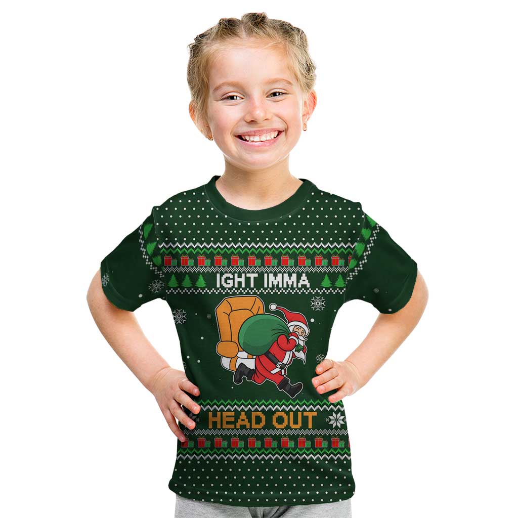 Ight Imma Head Out Santa Funny Christmas Christmas Kid T Shirt Xmas Holiday Patterns - Wonder Print Shop