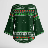 Ight Imma Head Out Santa Funny Christmas Christmas Kimono Sleeve Blouse Xmas Holiday Patterns - Wonder Print Shop