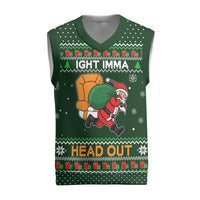 Ight Imma Head Out Santa Funny Christmas Christmas Knitted V-Neck Vest Xmas Holiday Patterns - Wonder Print Shop