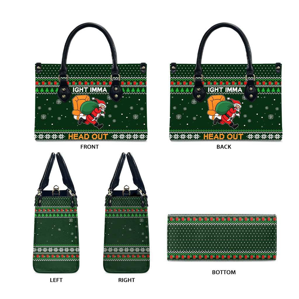 Ight Imma Head Out Santa Funny Christmas Christmas Leather Bag Xmas Holiday Patterns - Wonder Print Shop
