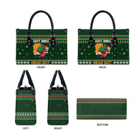 Ight Imma Head Out Santa Funny Christmas Christmas Leather Bag Xmas Holiday Patterns - Wonder Print Shop