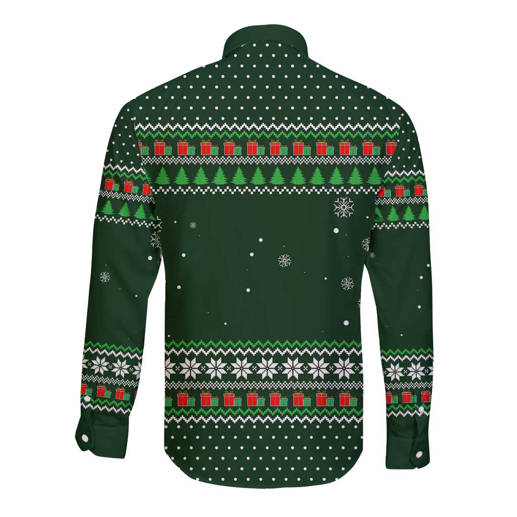 Ight Imma Head Out Santa Funny Christmas Christmas Long Sleeve Button Shirt Xmas Holiday Patterns - Wonder Print Shop