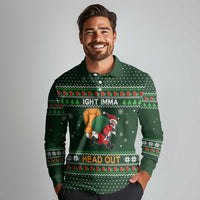 Ight Imma Head Out Santa Funny Christmas Christmas Long Sleeve Polo Shirt Xmas Holiday Patterns - Wonder Print Shop
