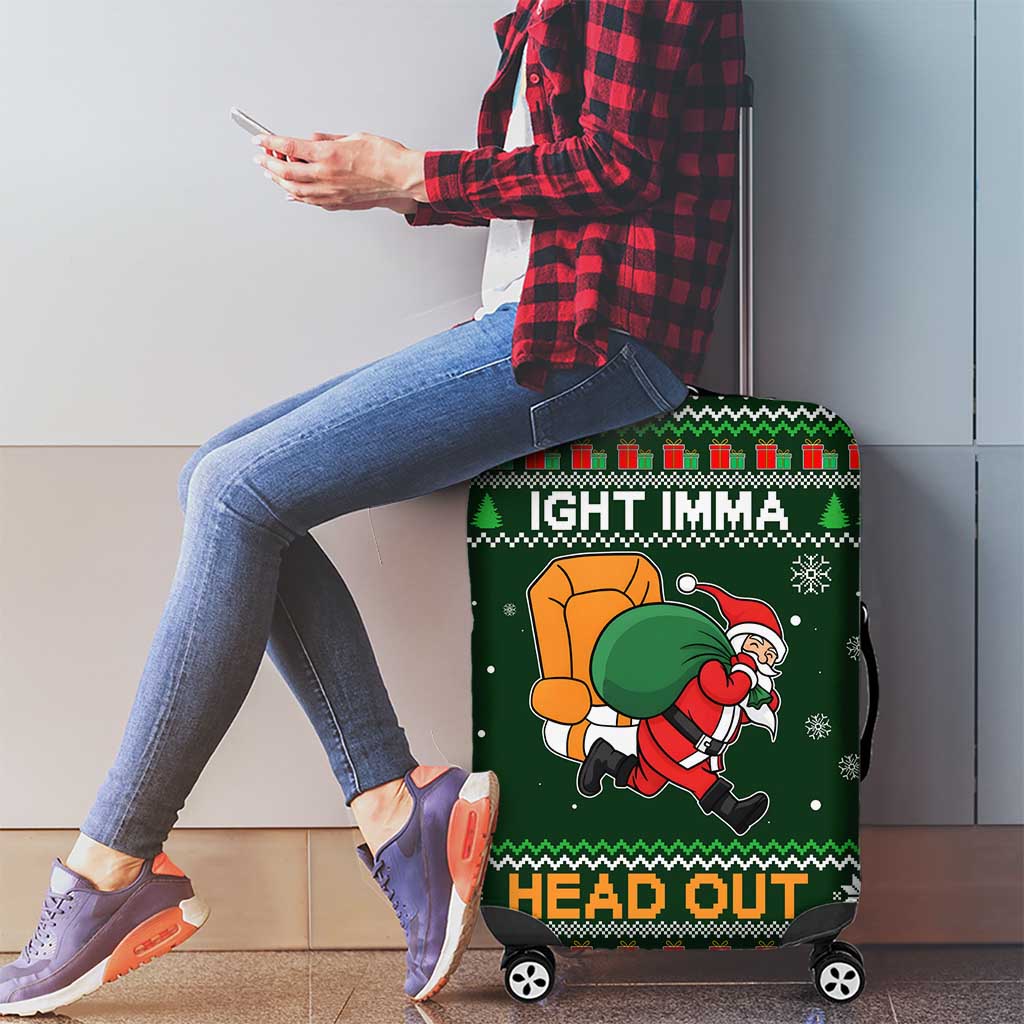 Ight Imma Head Out Santa Funny Christmas Christmas Luggage Cover Xmas Holiday Patterns - Wonder Print Shop