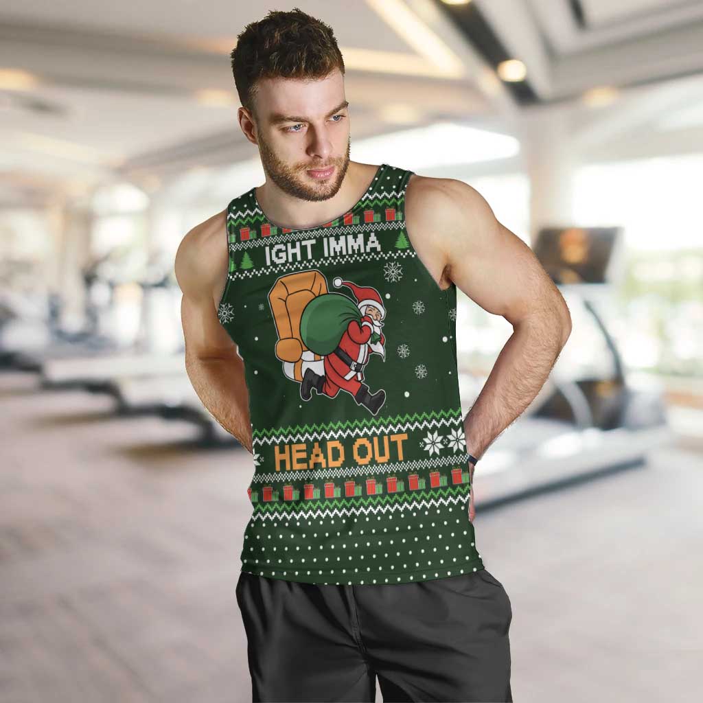 Ight Imma Head Out Santa Funny Christmas Christmas Men Tank Top Xmas Holiday Patterns - Wonder Print Shop