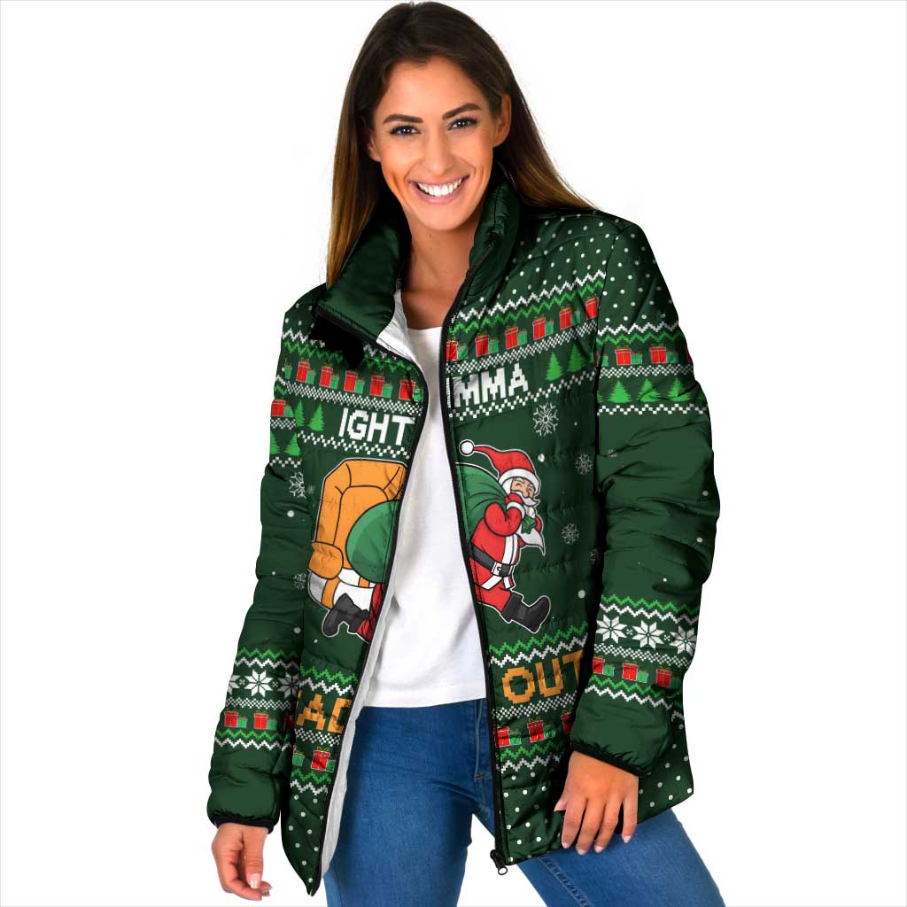 Ight Imma Head Out Santa Funny Christmas Christmas Padded Jacket Xmas Holiday Patterns - Wonder Print Shop