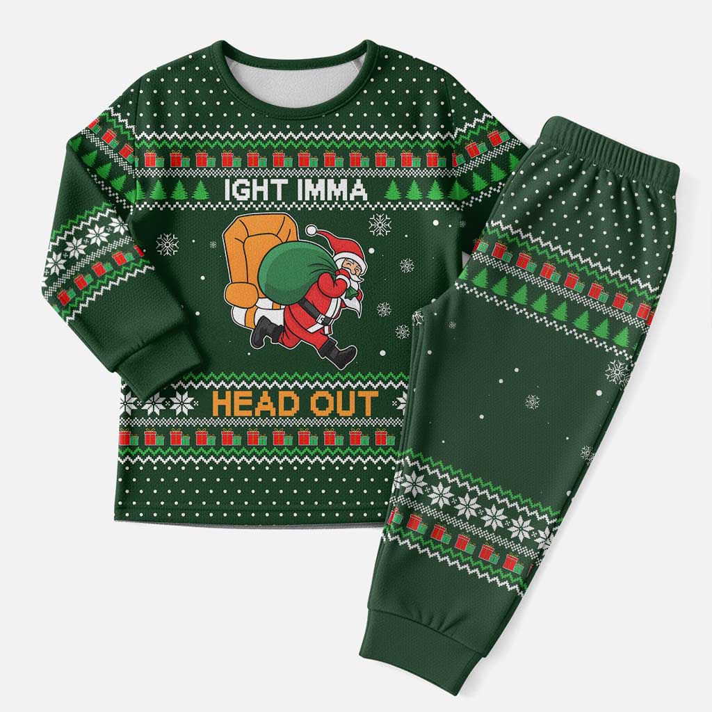 Ight Imma Head Out Santa Funny Christmas Christmas Pajama Set Xmas Holiday Patterns - Wonder Print Shop