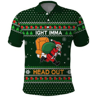 Ight Imma Head Out Santa Funny Christmas Christmas Polo Shirt Xmas Holiday Patterns - Wonder Print Shop