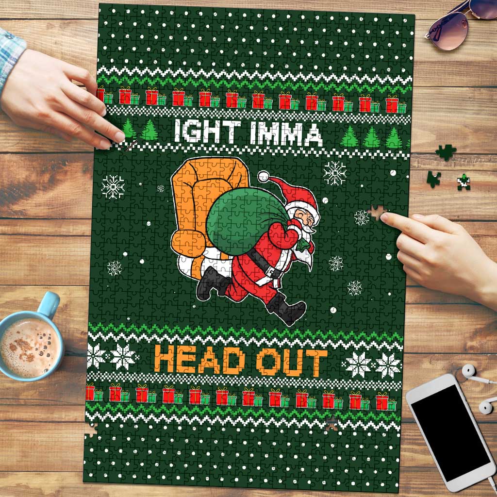 Ight Imma Head Out Santa Funny Christmas Christmas Puzzle Xmas Holiday Patterns - Wonder Print Shop