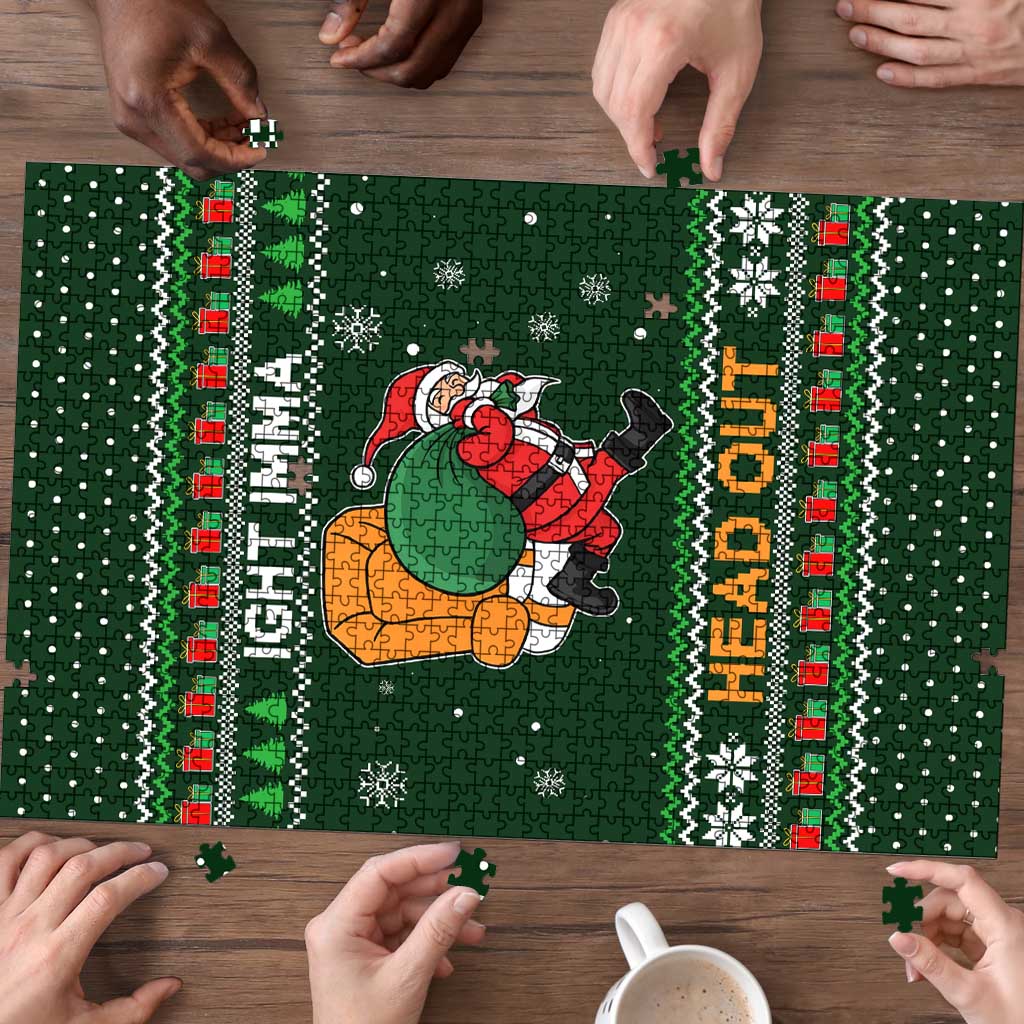 Ight Imma Head Out Santa Funny Christmas Christmas Puzzle Xmas Holiday Patterns - Wonder Print Shop