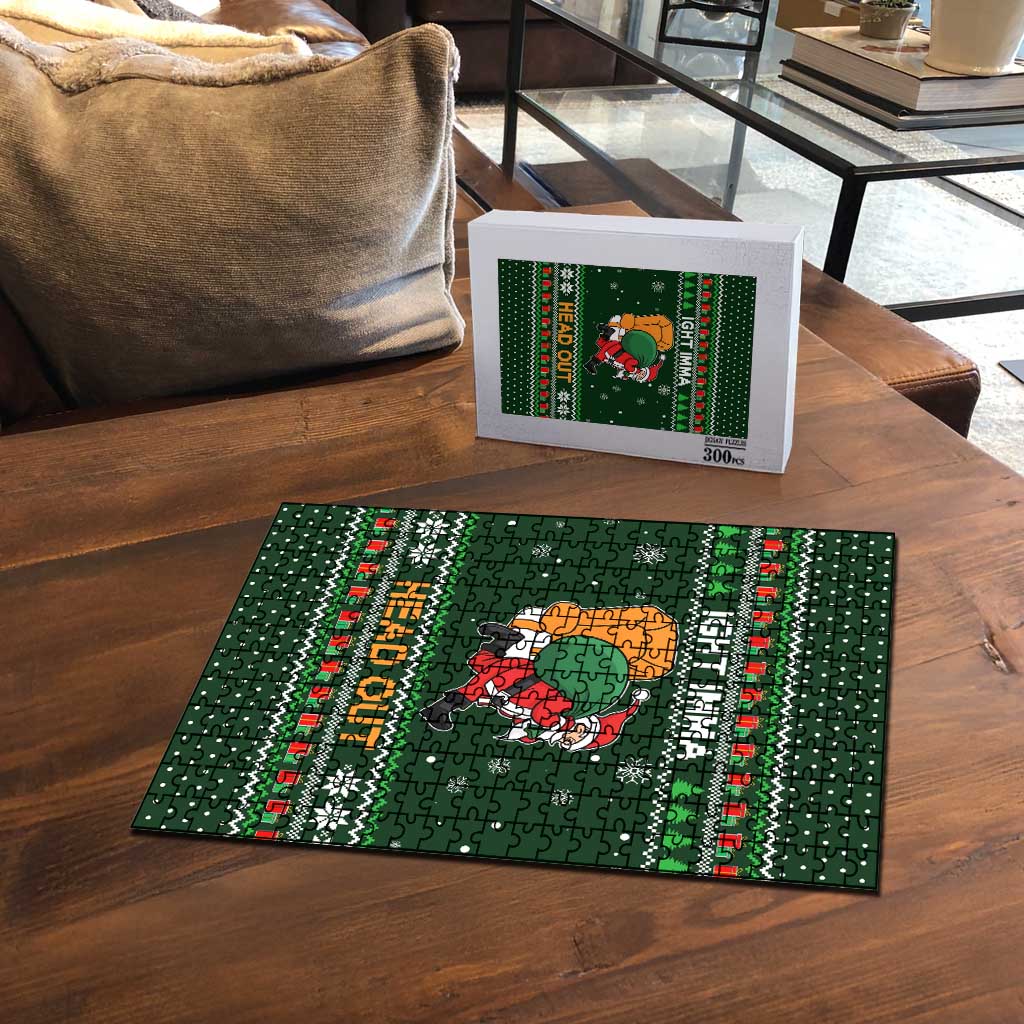 Ight Imma Head Out Santa Funny Christmas Christmas Puzzle Xmas Holiday Patterns - Wonder Print Shop