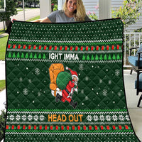 Ight Imma Head Out Santa Funny Christmas Christmas Quilt Xmas Holiday Patterns - Wonder Print Shop