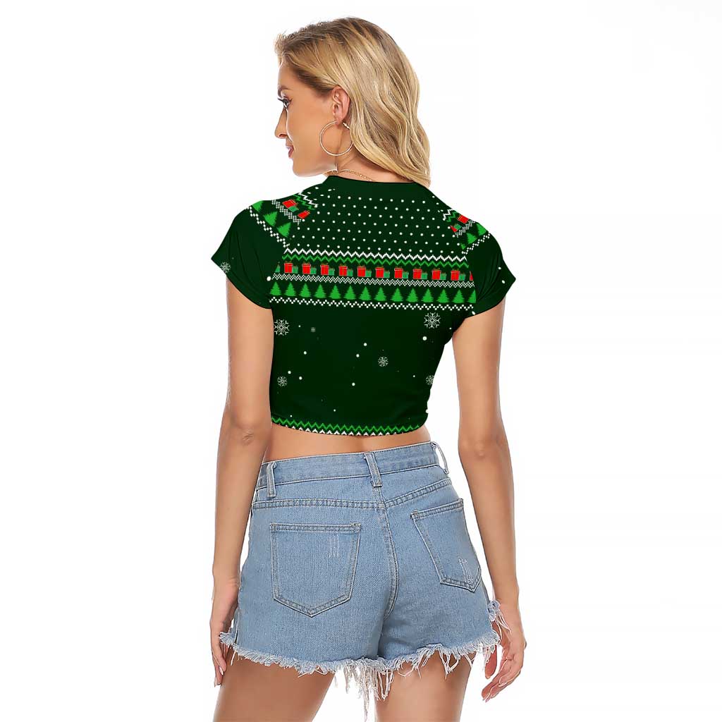 Ight Imma Head Out Santa Funny Christmas Christmas Raglan Cropped T Shirt Xmas Holiday Patterns - Wonder Print Shop