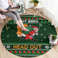 Ight Imma Head Out Santa Funny Christmas Christmas Round Carpet Xmas Holiday Patterns - Wonder Print Shop