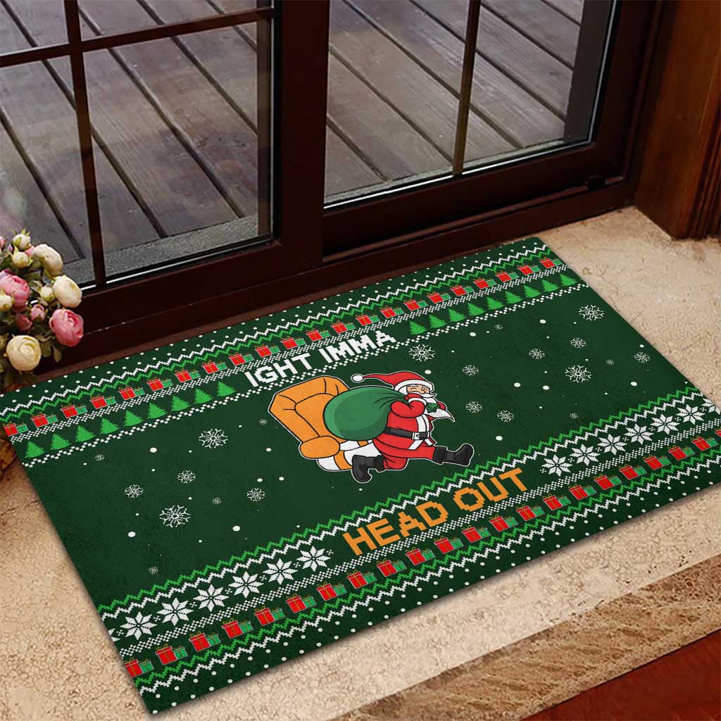 Ight Imma Head Out Santa Funny Christmas Christmas Rubber Doormat Xmas Holiday Patterns - Wonder Print Shop