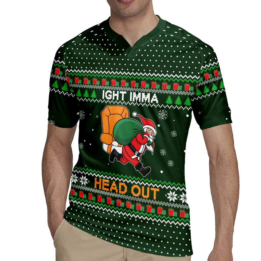 Ight Imma Head Out Santa Funny Christmas Christmas Rugby Jersey Xmas Holiday Patterns - Wonder Print Shop