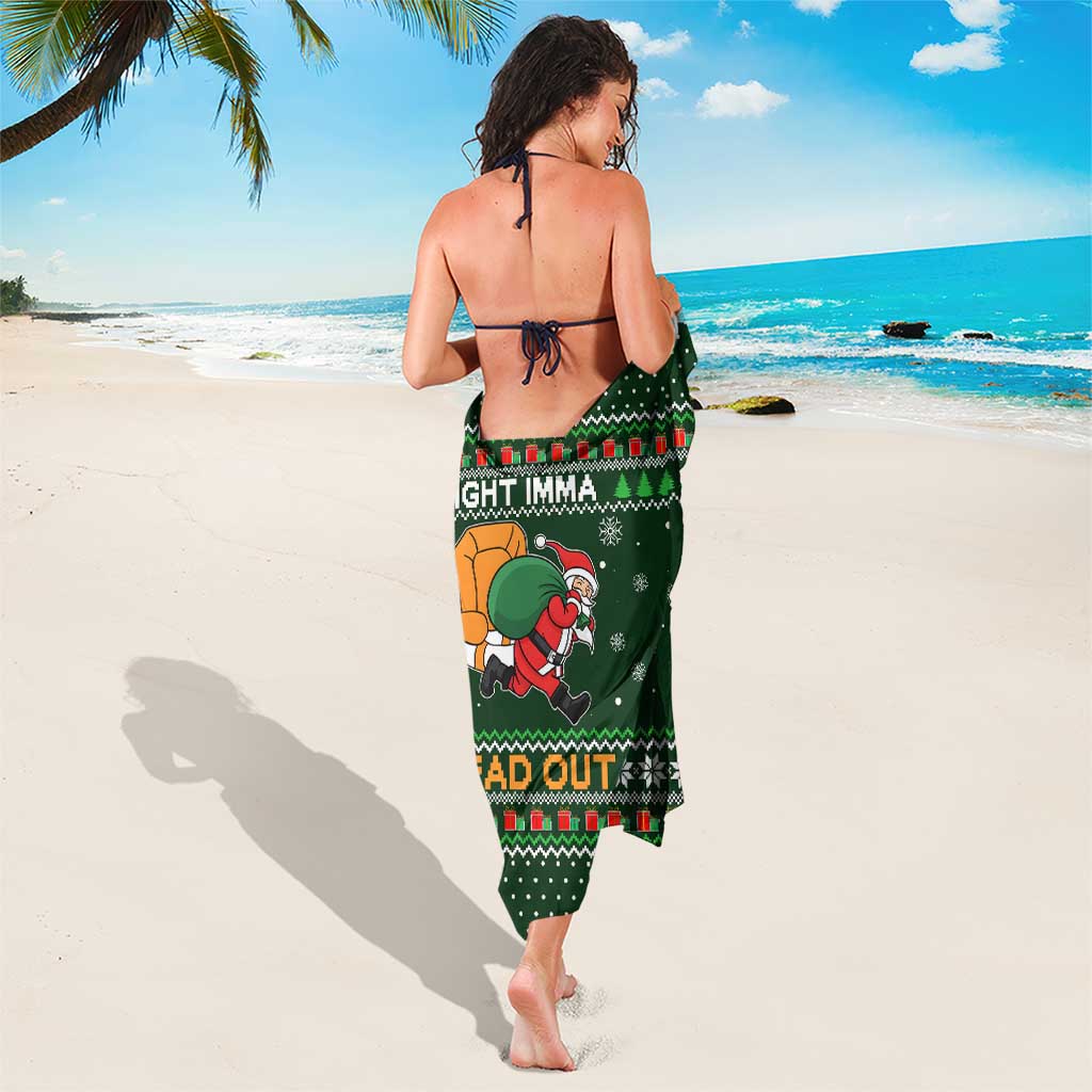 Ight Imma Head Out Santa Funny Christmas Christmas Sarong Xmas Holiday Patterns - Wonder Print Shop