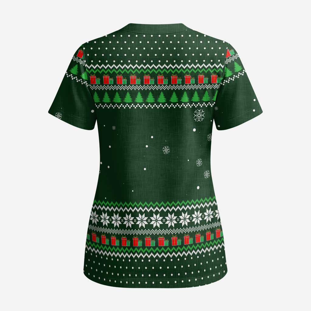 Ight Imma Head Out Santa Funny Christmas Christmas Scrub Top Xmas Holiday Patterns - Wonder Print Shop