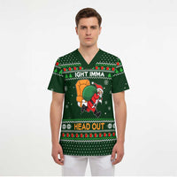 Ight Imma Head Out Santa Funny Christmas Christmas Scrub Top Xmas Holiday Patterns - Wonder Print Shop