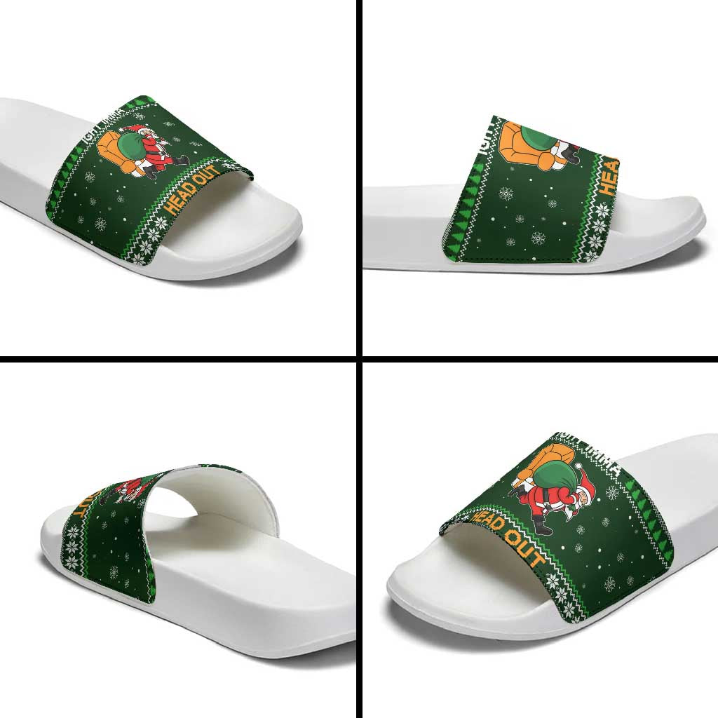 Ight Imma Head Out Santa Funny Christmas Christmas Slide Sandals Xmas Holiday Patterns - Wonder Print Shop