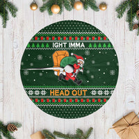 Ight Imma Head Out Santa Funny Christmas Tree Skirt Xmas Holiday Patterns - Wonder Print Shop