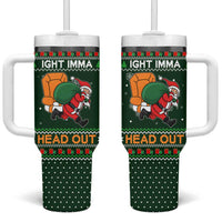 Ight Imma Head Out Santa Funny Christmas Christmas Tumbler With Handle Xmas Holiday Patterns - Wonder Print Shop