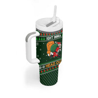 Ight Imma Head Out Santa Funny Christmas Christmas Tumbler With Handle Xmas Holiday Patterns - Wonder Print Shop