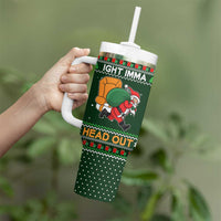 Ight Imma Head Out Santa Funny Christmas Christmas Tumbler With Handle Xmas Holiday Patterns - Wonder Print Shop