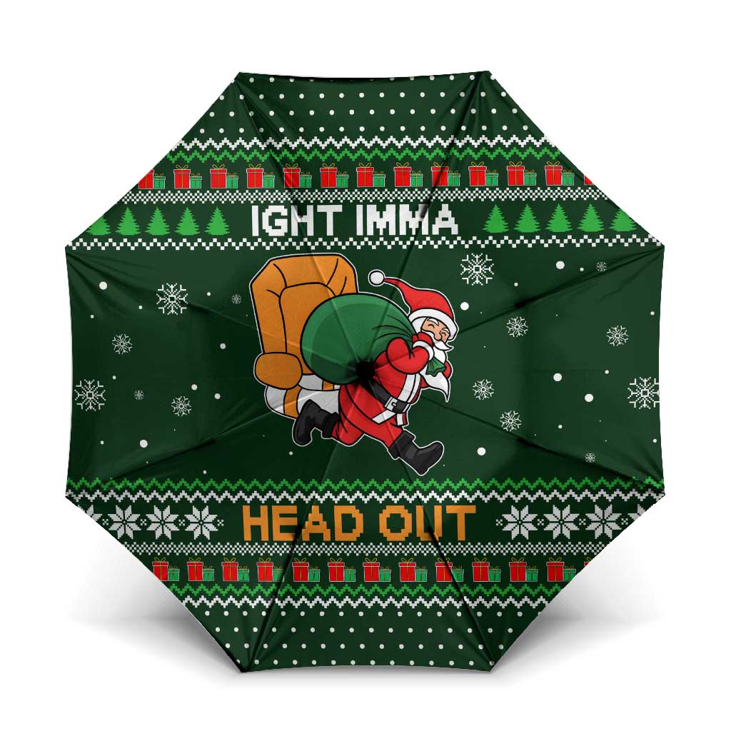 Ight Imma Head Out Santa Funny Christmas Christmas Umbrella Xmas Holiday Patterns - Wonder Print Shop