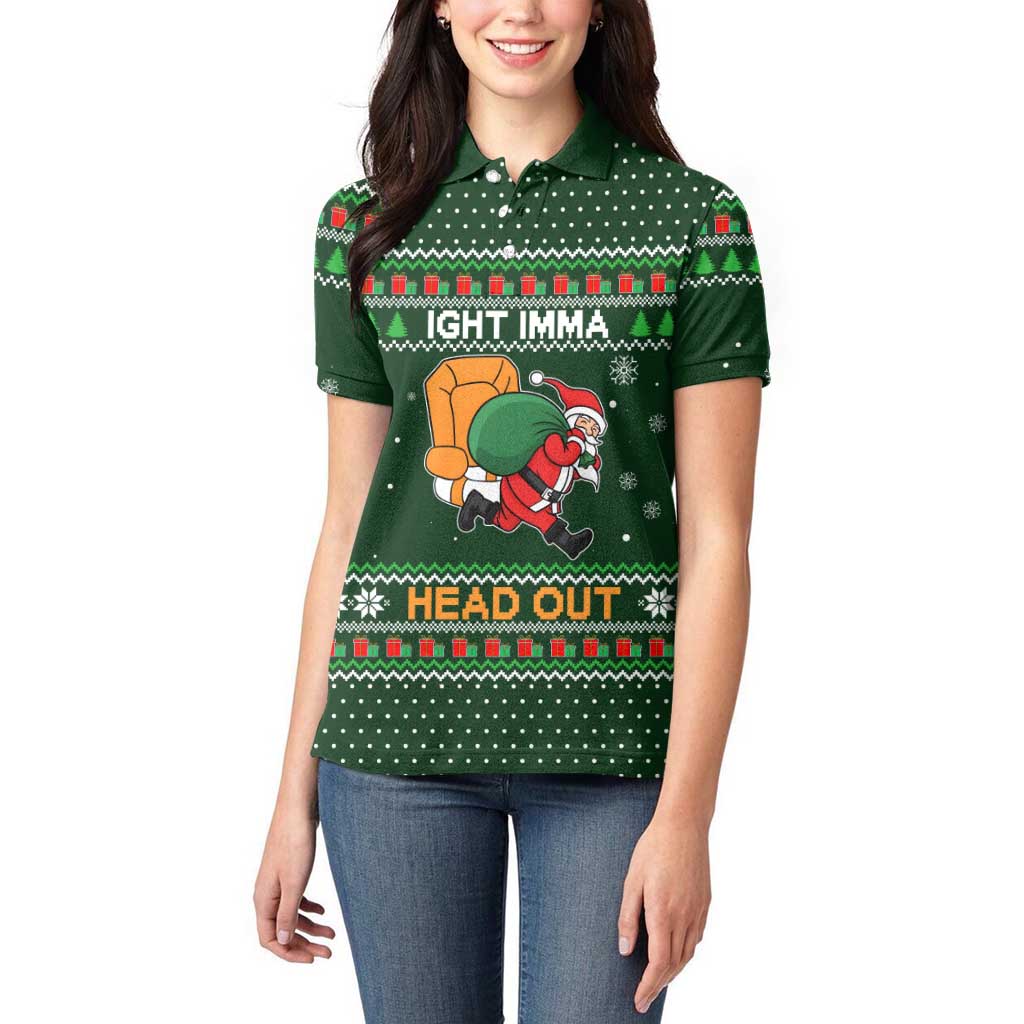 Ight Imma Head Out Santa Funny Christmas Christmas Women Polo Shirt Xmas Holiday Patterns - Wonder Print Shop