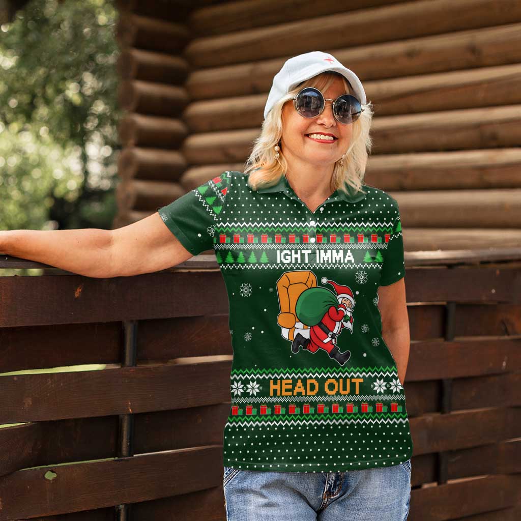 Ight Imma Head Out Santa Funny Christmas Christmas Women Polo Shirt Xmas Holiday Patterns - Wonder Print Shop