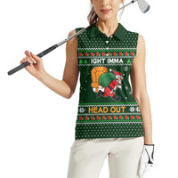 Ight Imma Head Out Santa Funny Christmas Christmas Women Sleeveless Polo Shirt Xmas Holiday Patterns - Wonder Print Shop