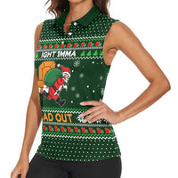 Ight Imma Head Out Santa Funny Christmas Christmas Women Sleeveless Polo Shirt Xmas Holiday Patterns - Wonder Print Shop
