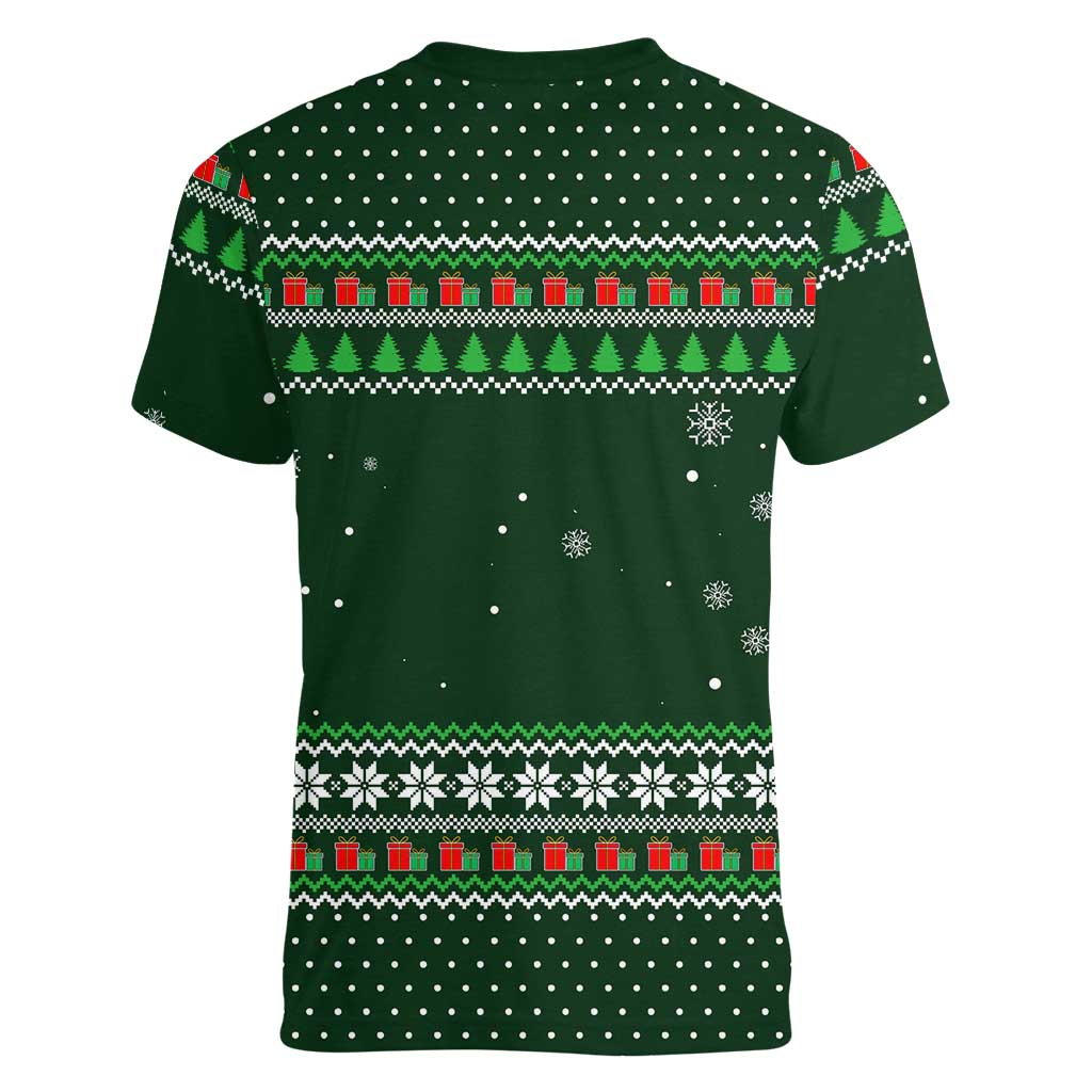Ight Imma Head Out Santa Funny Christmas Christmas Women V-Neck T-Shirt Xmas Holiday Patterns - Wonder Print Shop