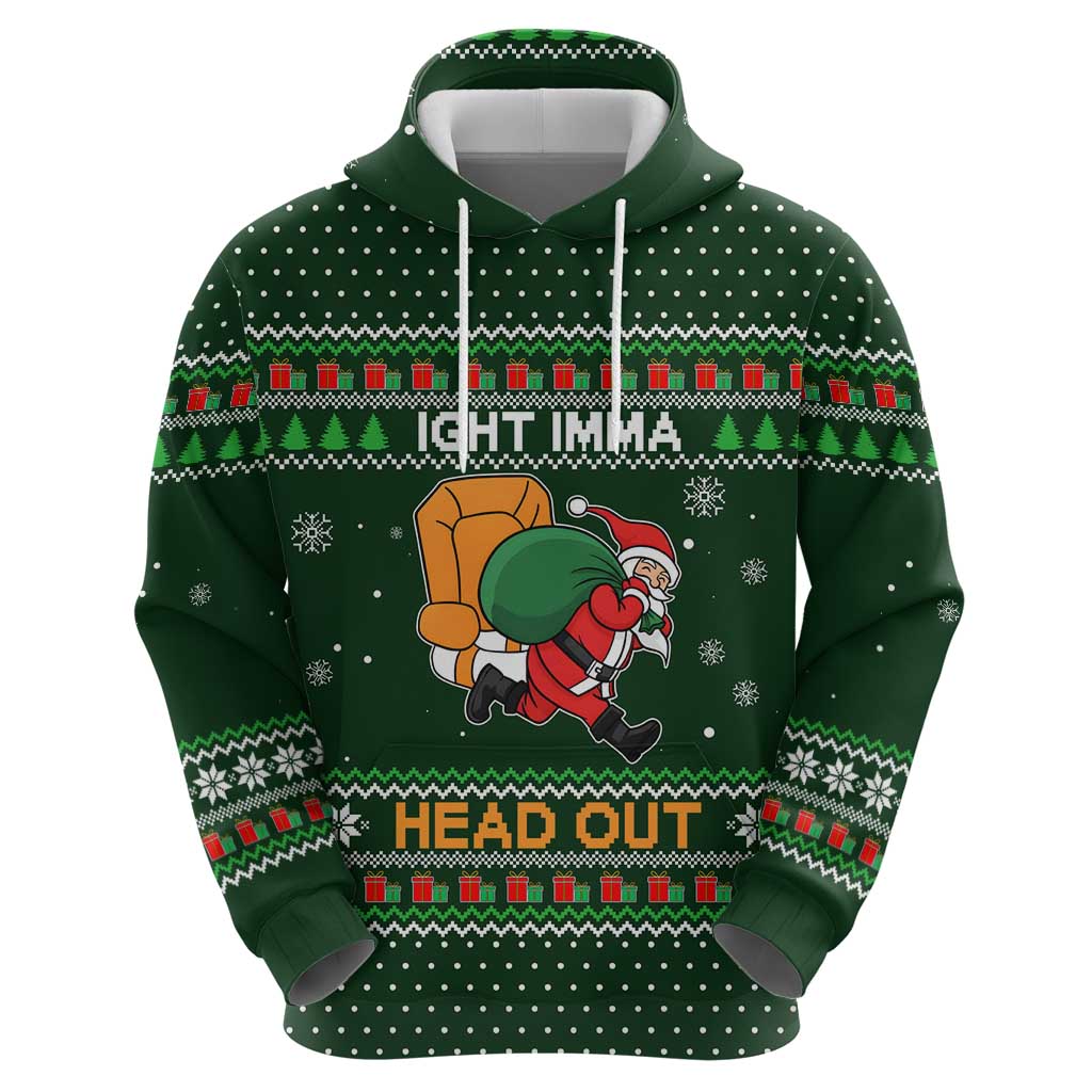 Ight Imma Head Out Santa Funny Christmas Christmas Zip Hoodie Xmas Holiday Patterns - Wonder Print Shop