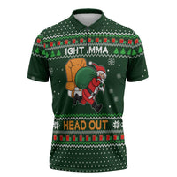 Ight Imma Head Out Santa Funny Christmas Christmas Zipper Polo Shirt Xmas Holiday Patterns - Wonder Print Shop
