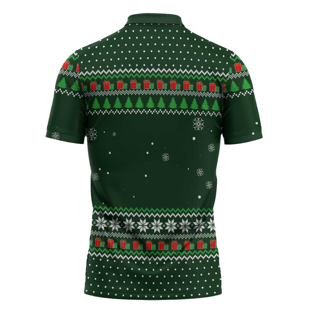 Ight Imma Head Out Santa Funny Christmas Christmas Zipper Polo Shirt Xmas Holiday Patterns - Wonder Print Shop