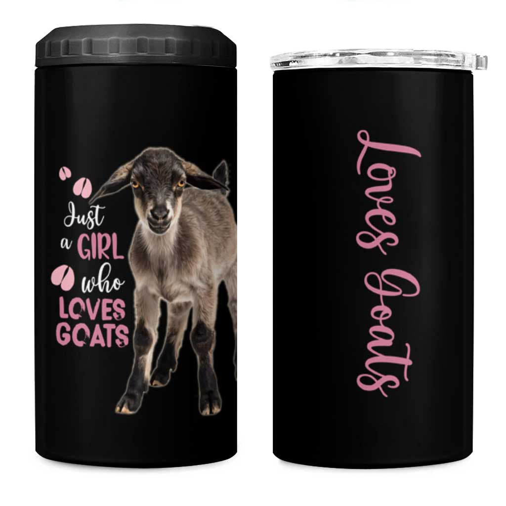 Who Loves Goat Just A Girl Christmas Trees Christmas Christmas 4 in 1 Can Cooler Tumbler Xmas Holiday Patterns - Wonder Print Shop