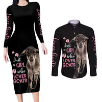 Who Loves Goat Just A Girl Christmas Trees Christmas Christmas Couples Matching Long Sleeve Bodycon Dress and Long Sleeve Button Shirt Xmas Holiday Patterns - Wonder Print Shop