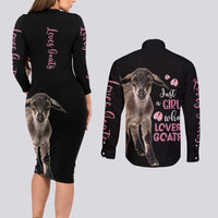 Who Loves Goat Just A Girl Christmas Trees Christmas Christmas Couples Matching Long Sleeve Bodycon Dress and Long Sleeve Button Shirt Xmas Holiday Patterns - Wonder Print Shop