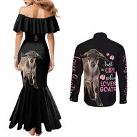 Who Loves Goat Just A Girl Christmas Trees Christmas Christmas Couples Matching Mermaid Dress and Long Sleeve Button Shirt Xmas Holiday Patterns - Wonder Print Shop