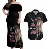 Who Loves Goat Just A Girl Christmas Trees Christmas Christmas Couples Matching Off Shoulder Maxi Dress and Hawaiian Shirt Xmas Holiday Patterns - Wonder Print Shop