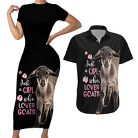 Who Loves Goat Just A Girl Christmas Trees Christmas Christmas Couples Matching Short Sleeve Bodycon Dress and Hawaiian Shirt Xmas Holiday Patterns - Wonder Print Shop