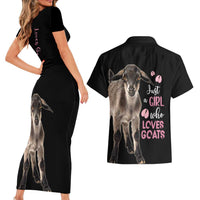 Who Loves Goat Just A Girl Christmas Trees Christmas Christmas Couples Matching Short Sleeve Bodycon Dress and Hawaiian Shirt Xmas Holiday Patterns - Wonder Print Shop