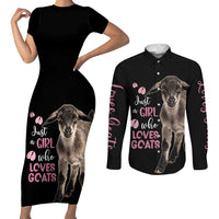 Who Loves Goat Just A Girl Christmas Trees Christmas Christmas Couples Matching Short Sleeve Bodycon Dress and Long Sleeve Button Shirt Xmas Holiday Patterns - Wonder Print Shop