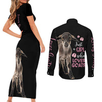 Who Loves Goat Just A Girl Christmas Trees Christmas Christmas Couples Matching Short Sleeve Bodycon Dress and Long Sleeve Button Shirt Xmas Holiday Patterns - Wonder Print Shop