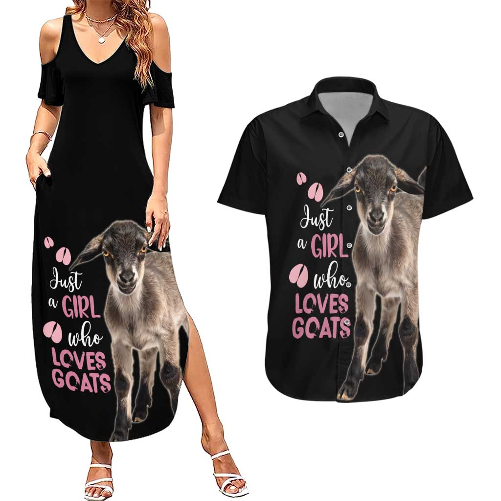 Who Loves Goat Just A Girl Christmas Trees Christmas Christmas Couples Matching Summer Maxi Dress and Hawaiian Shirt Xmas Holiday Patterns - Wonder Print Shop