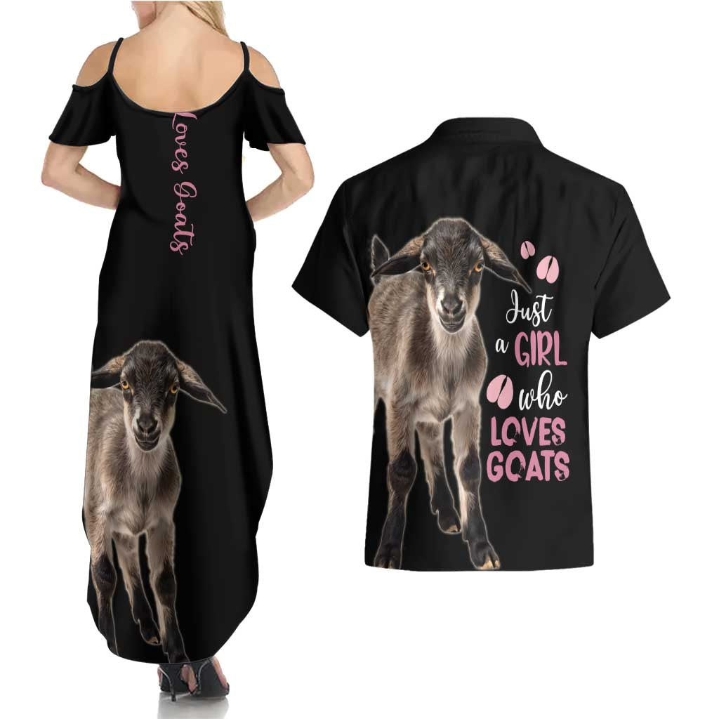 Who Loves Goat Just A Girl Christmas Trees Christmas Christmas Couples Matching Summer Maxi Dress and Hawaiian Shirt Xmas Holiday Patterns - Wonder Print Shop