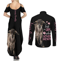 Who Loves Goat Just A Girl Christmas Trees Christmas Christmas Couples Matching Summer Maxi Dress and Long Sleeve Button Shirt Xmas Holiday Patterns - Wonder Print Shop