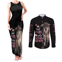 Who Loves Goat Just A Girl Christmas Trees Christmas Christmas Couples Matching Tank Maxi Dress and Long Sleeve Button Shirt Xmas Holiday Patterns - Wonder Print Shop